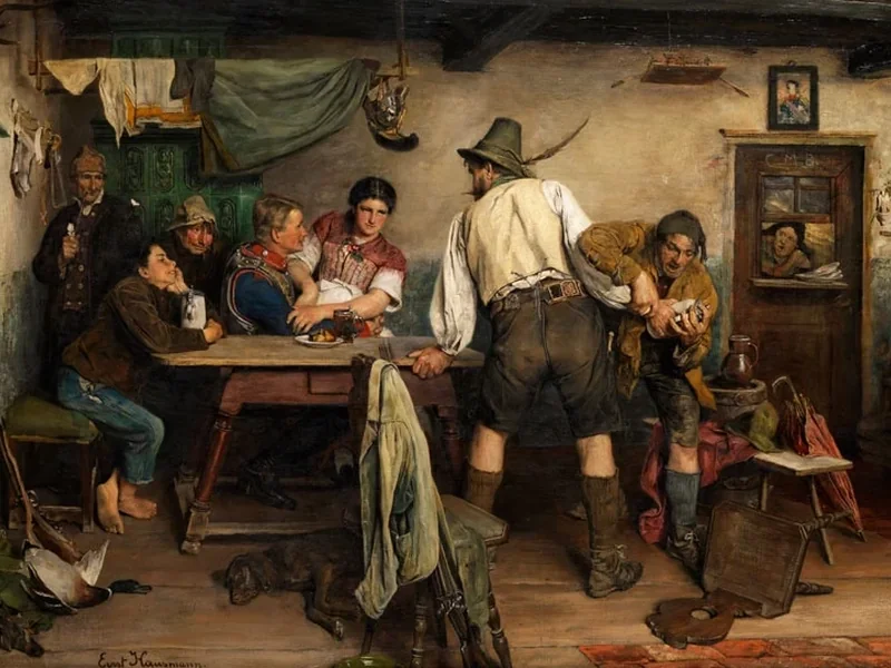 1856-Ernst Friedrich Hausmann - Il cacciatore geloso nella taverna